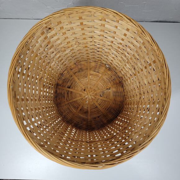 Vintage Wicker Basket 9" Tall Handmade Woven Rattan Bamboo Boho Rustic Decor - Picture 2 of 16